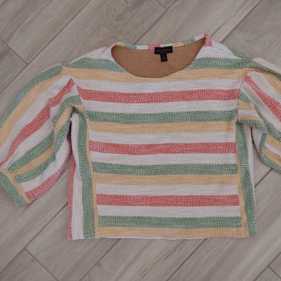 Current Air Anthropologie Multi-color Stripe Textured Knit Cropped Top. … - Picture 1 of 3